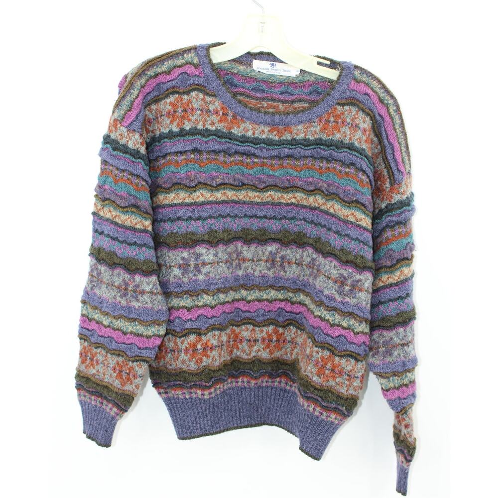 Vintage English Sports Shops Bermuda 3D Knit Sweater Womens EU 40 Medium Multi